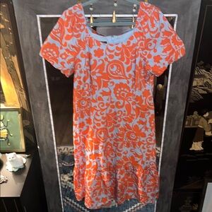 Talbots Orange and Blue Floral Dress